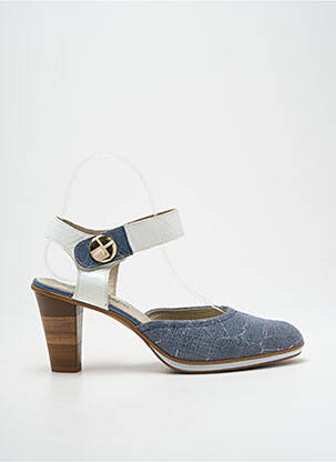 Sandales/nu pieds matière lisse talon de 7 à 9cm bleu J.METAYER femme