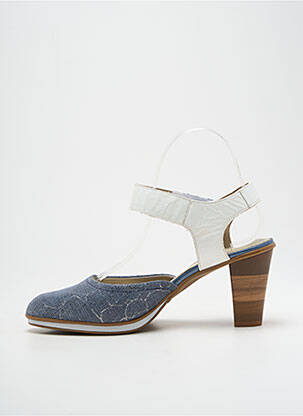 Sandales/nu pieds matière lisse talon de 7 à 9cm bleu J.METAYER femme
