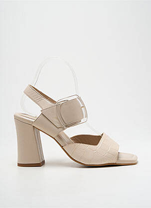 Sandales/nu pieds tissage satiné talon de 7 à 9cm beige DANSI femme