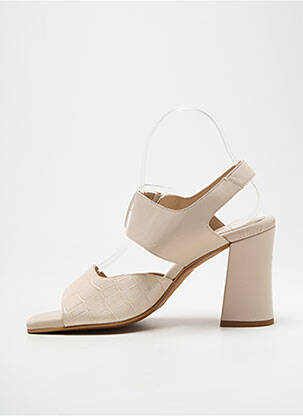 Sandales/nu pieds tissage satiné talon de 7 à 9cm beige DANSI femme