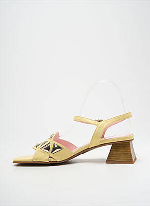 Sandales/nu pieds tissage satiné talon de 4 à 6cm jaune DANSI femme