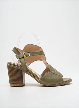 Sandales/nu pieds matière lisse talon de 7 à 9cm vert FOLLIA DOLCE femme
