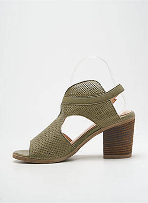 Sandales/nu pieds tissage satiné talon de 7 à 9cm vert FOLLIA DOLCE femme