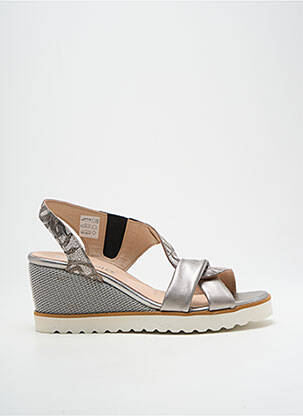 Sandales/nu pieds matière lisse talon de 7 à 9cm argent FOLLIA DOLCE femme