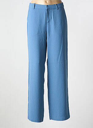 Pantalon droit fermeture zippée sous rabat avec crochet bleu CREAM femme