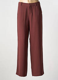 Pantalon droit fermeture zippée sous rabat avec crochet marron CREAM femme