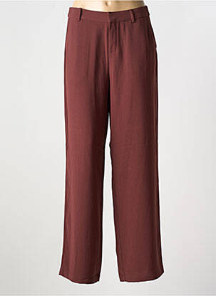 Pantalon droit fermeture zippée sous rabat avec crochet marron CREAM femme