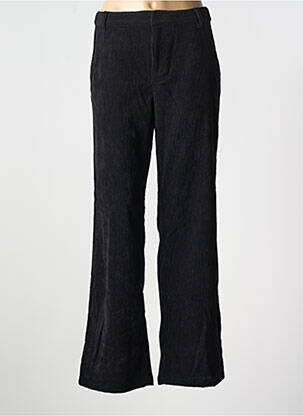 Pantalon droit fermeture zippée sous rabat avec crochet noir CREAM femme
