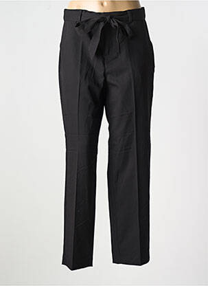 Pantalon droit fermeture zippée sous rabat avec crochet noir CREAM femme
