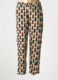 Pantalon slim taille élastique marron STORIATIPIC femme