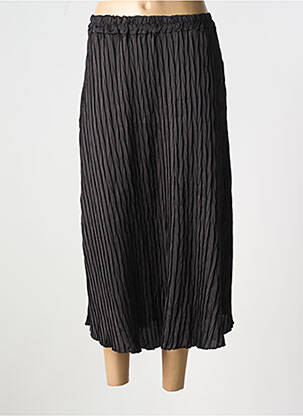 Jupe mi-longue taille élastique noir ABACA femme