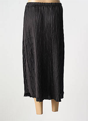 Jupe mi-longue taille élastique noir ABACA femme