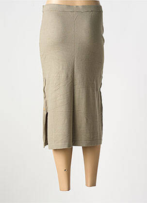 Jupe mi-longue coupe droite vert CREAM femme