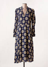 Robe mi-longue imprimé fantaisie manches longues bleu STORIATIPIC femme