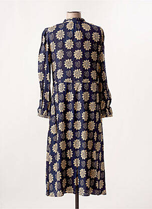 Robe mi-longue imprimé fantaisie manches longues bleu STORIATIPIC femme