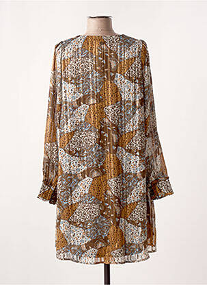 Robe courte coupe évasée manches longues marron LOLA ESPELETA femme