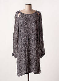 Robe mi-longue imprimé fantaisie manches longues noir CREAM femme