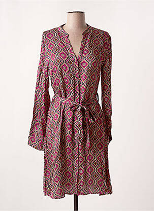 Robe mi-longue imprimé fantaisie manches longues violet LA PETITE ETOILE femme