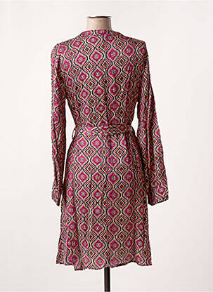 Robe mi-longue imprimé fantaisie manches longues violet LA PETITE ETOILE femme