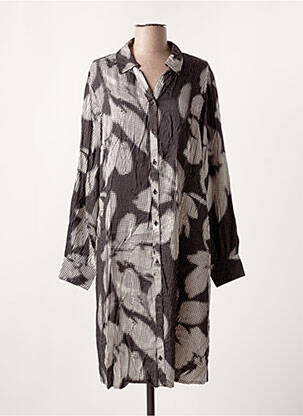 Robe mi-longue imprimé fantaisie manches longues noir CREAM femme