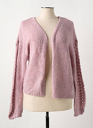 Gilet manches longues col v rose CREAM femme