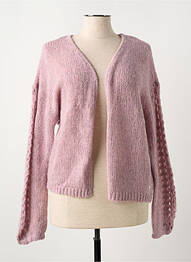 Gilet manches longues col v rose CREAM femme