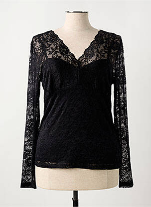 Top coupe cintrée manches longues noir CREAM femme