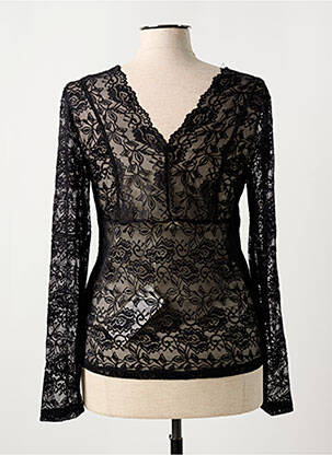 Top coupe cintrée manches longues noir CREAM femme
