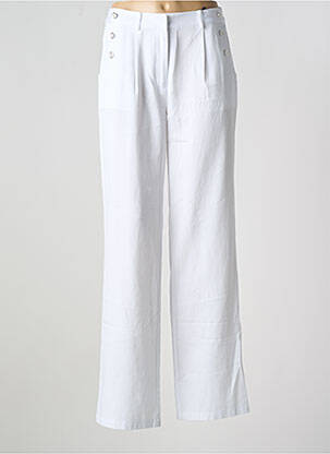 Pantalon droit tissage popeline taille normale blanc JULIE GUERLANDE femme