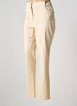 Pantalon slim tissage popeline taille normale beige JULIE GUERLANDE femme
