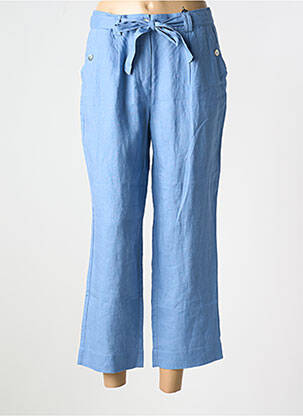 Pantalon 7/8 fermeture zippée sous rabat boutonné taille normale bleu JULIE GUERLANDE femme