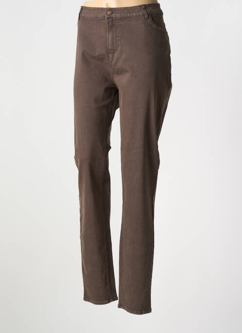 Jeans coupe slim marron YEST pour femme