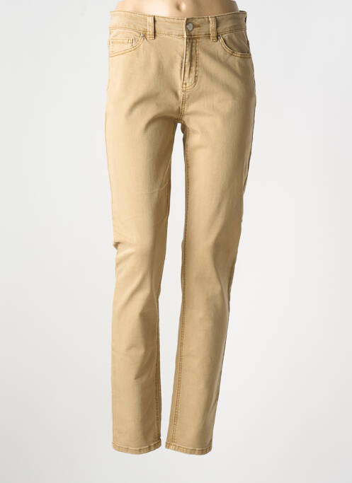 Jeans coupe slim marron YEST pour femme