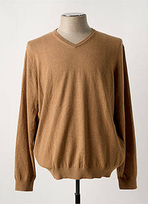 Pull col v manches longues marron CAMBRIDGE homme
