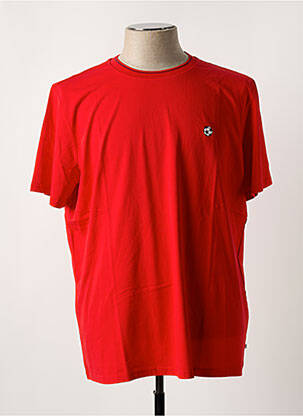 T-shirt broderie manches courtes rouge CAMBRIDGE homme