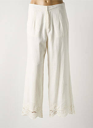 Pantalon large taille à pinces taille haute beige MD'M femme