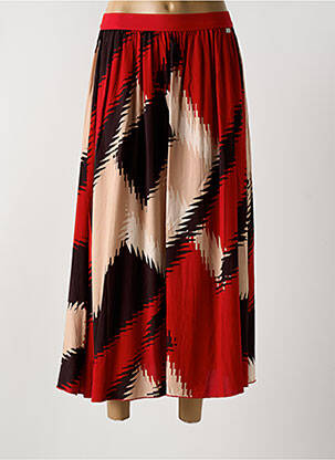 Jupe longue imprimé fantaisie rouge IVY BEAU femme