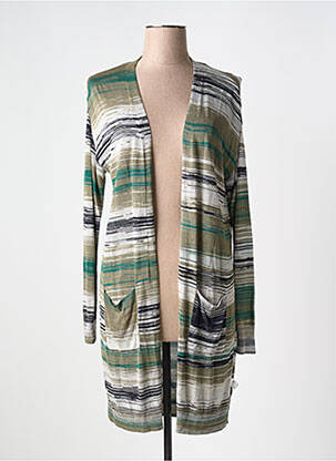 Gilet manches longues col v vert YEST femme