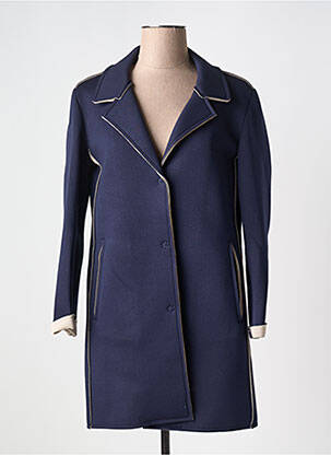 Manteau long coupe droite sans capuche bleu LOKITA femme