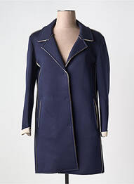 Manteau long coupe droite sans capuche bleu LOKITA femme