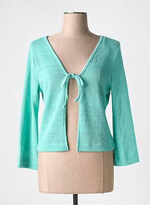 Gilet manches longues col v bleu DOLCEZZA femme