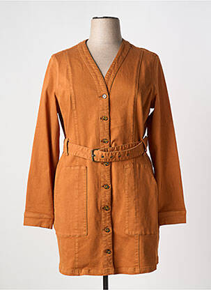 Robe mi-longue manches longues manches longues marron YEST femme
