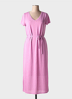 Robe longue manches courtes manches courtes rose IVY BEAU femme