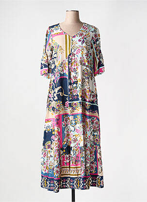 Robe longue manches courtes manches courtes bleu ORIENTIQUE NATURALLY femme