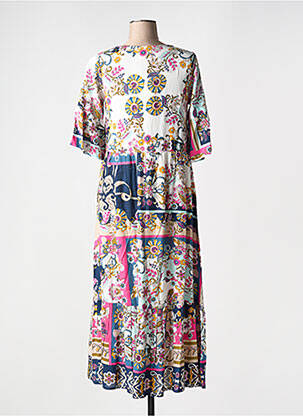 Robe longue manches courtes manches courtes bleu ORIENTIQUE NATURALLY femme