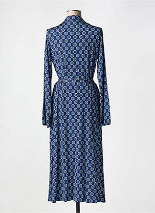 Robe mi-longue coupe fluide manches longues bleu YEST femme