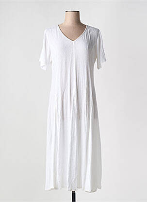 Robe mi-longue tissage crêpe manches courtes blanc ORIENTIQUE NATURALLY femme