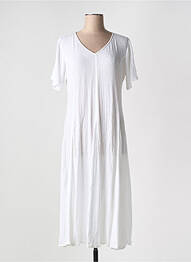 Robe mi-longue tissage crêpe manches courtes blanc ORIENTIQUE NATURALLY femme