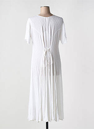 Robe mi-longue tissage crêpe manches courtes blanc ORIENTIQUE NATURALLY femme