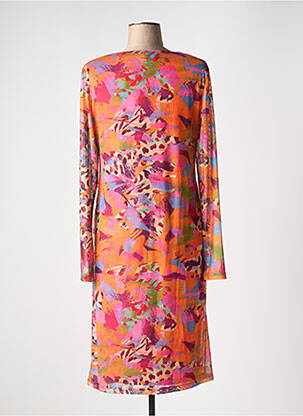 Robe mi-longue imprimé fantaisie manches longues orange IVY BEAU femme